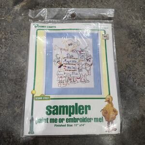 SESAME STREET Birth Announcement Vogart Crafts #9461 PAINT OR EMBROIDERY New